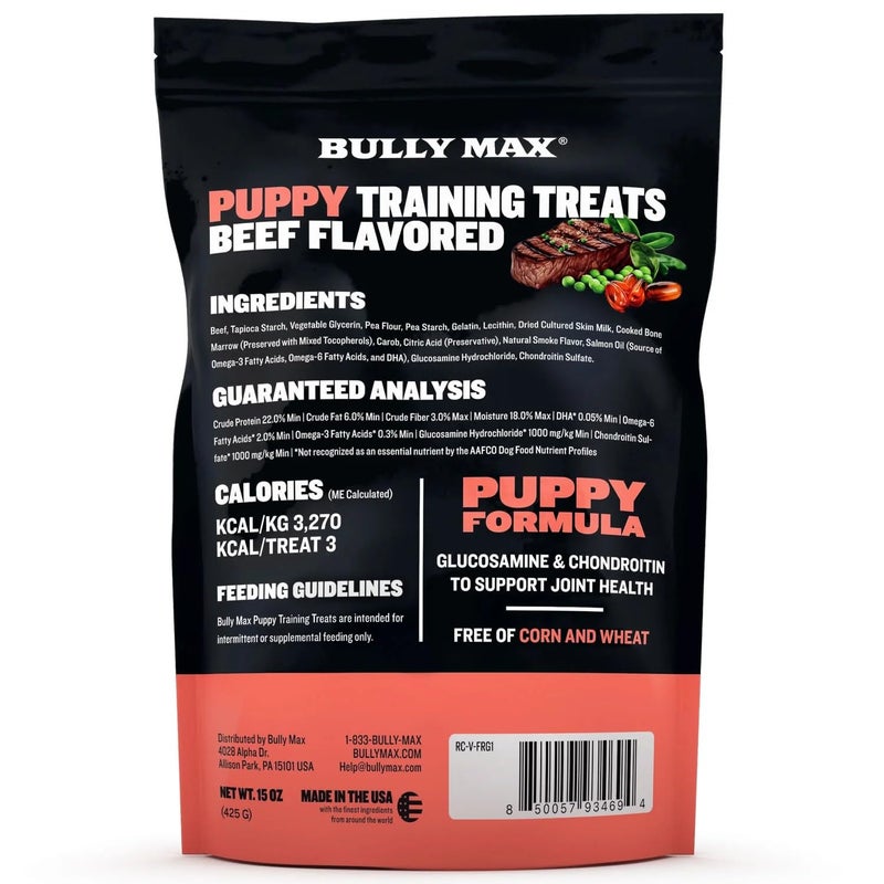 Bully Max Puppy Training Treats - Soft Chews Dog Food Supplements & Vitamins for Brain, Skin & Coat Health - Glucosamine & Chondroitin for Joint Support â€“ Multivitamin Food Topper for Puppies - 1 Bag - Image 4