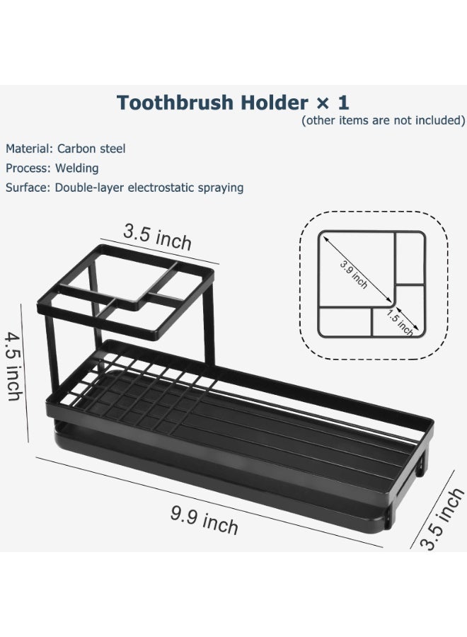 Toothbrush Holder for Bathroom, Metal Countertop Electric Toothbrush Holder with Toothpaste Slot and Cup Storage, Bathroom Accessories with Removable Drain Tray, Black - Image 5
