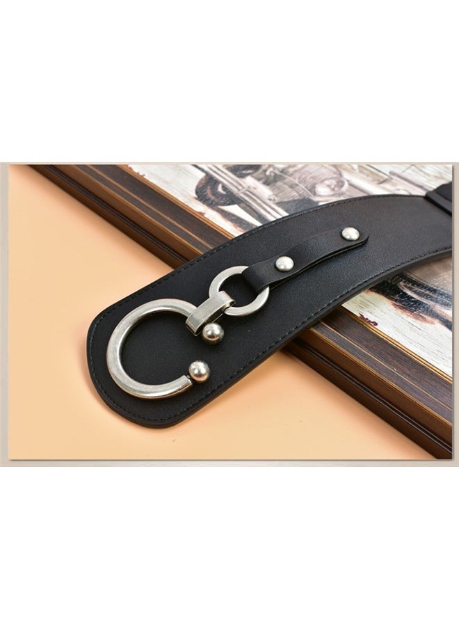 Generic Women Vintage Wide Elastic Thick Stretch Belt with Interlock Buckle for Dress  - Image 5