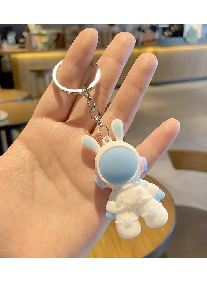 Cartoon Space Rabbit Keychain Toy 3D Plush Car Key Ring Bag Accessory Small Gift  - Image 1