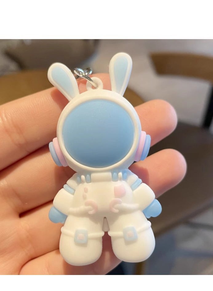 Cartoon Space Rabbit Keychain Toy 3D Plush Car Key Ring Bag Accessory Small Gift  - Image 2
