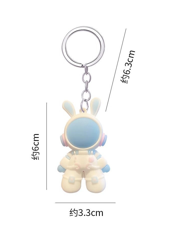 Cartoon Space Rabbit Keychain Toy 3D Plush Car Key Ring Bag Accessory Small Gift  - Image 3