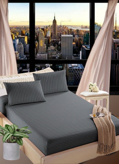 Cloudy Grey Extra Deep Pocket Single Size Sheets Cotton 3 Piece Sheet Set 120x200+15cm