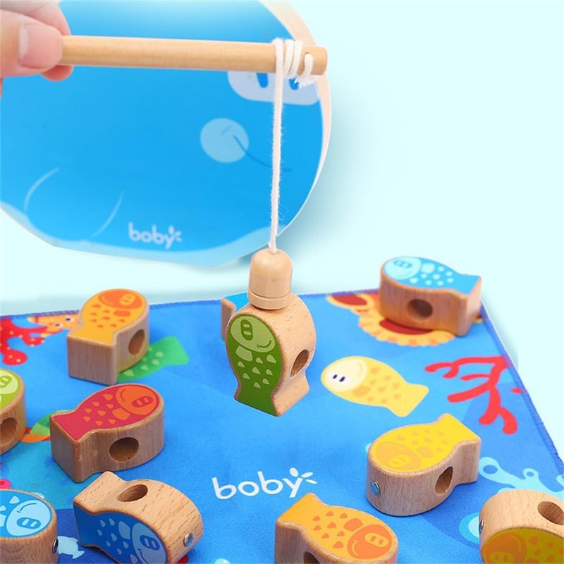 لعبة صيد مغناطيسية 4 في 1 من مونتيسوري، كتل تكديس، وخرز خياطة، ألعاب تعليمية للأطفال الصغار والأطفال - Image 4