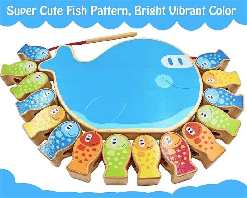 لعبة صيد مغناطيسية 4 في 1 من مونتيسوري، كتل تكديس، وخرز خياطة، ألعاب تعليمية للأطفال الصغار والأطفال - Image 2