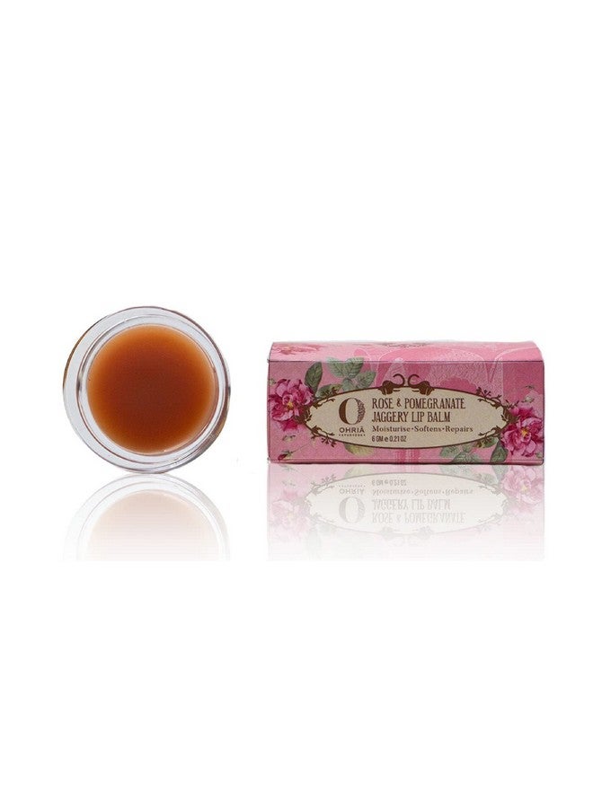 OHRIA Ayurveda Rose & Pomegranate Jaggery Lip Balm | Deeply Hydrates, Softens & Reduces Lip Pigmentation| For Dark, Dry & Chapped Lips | All Skin Types - 6Gm - Image 3