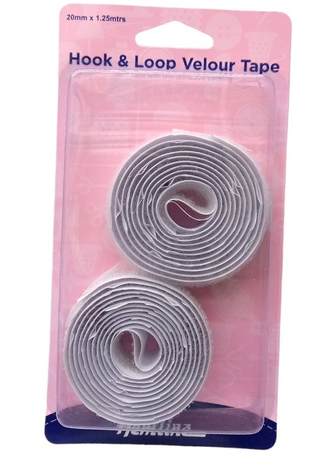 Hemline 1.25 Meter Hook And Loop Velour Tape Self Stick With Firm Adhesive Backing White Color 20 Millimeter - Image 2