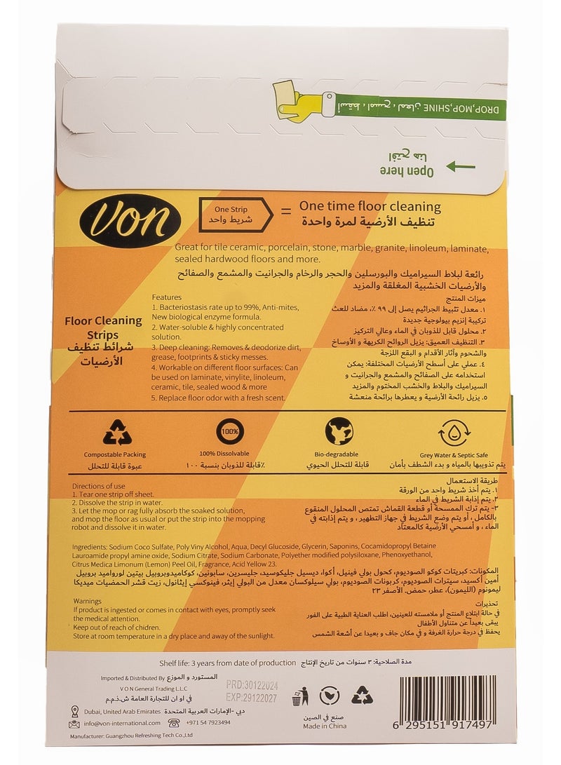 ڨون شرائط تنظيف الأرضيات فون  برائحة الليمون (36 شريطًا) صديقة البيئة - Image 2