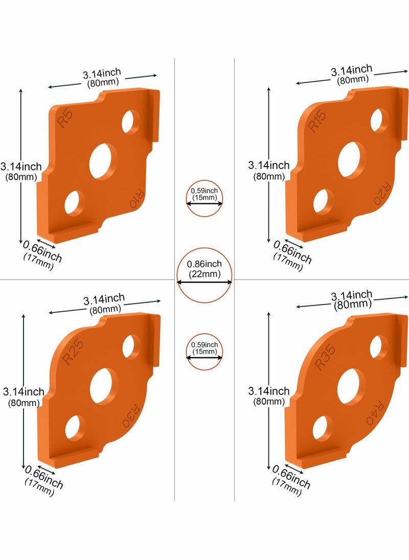 Y&D - Radius Jig Router Templates, Corner Routing ABS+CNC high Hardness Processing Glue, Rounded Corners Bit, 4 Sizes - Image 1