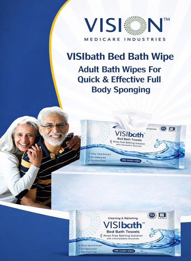 VISIBATH Cleansing and Refreshing Wipes Bed Bath Towel (Size: 240X320 mm, 10 N Per Pack) -Set of 3 Packs - Image 4