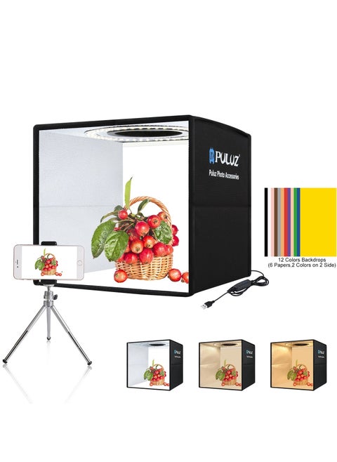 13-Piece Portable Photography Light Box And Backdrop Set Black