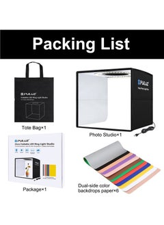 PULUZ 13-Piece Portable Photography Light Box And Backdrop Set Black  - Image 4