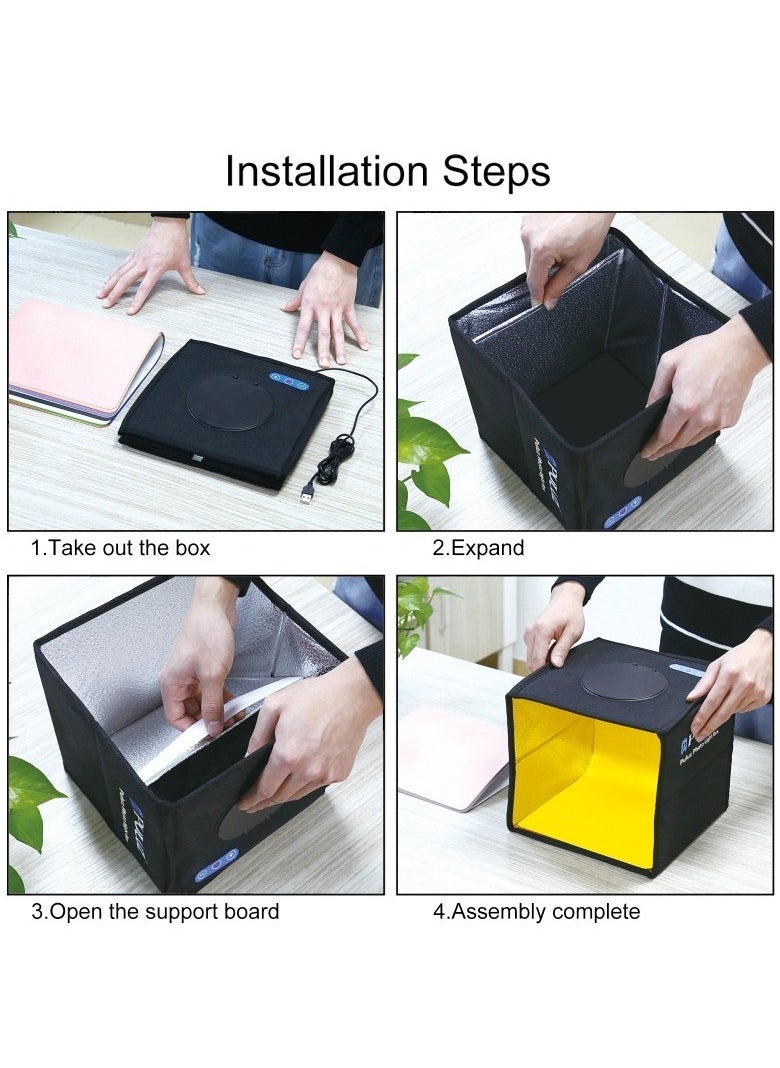 PULUZ - 13-Piece Portable Photography Light Box And Backdrop Set Black - Image 1