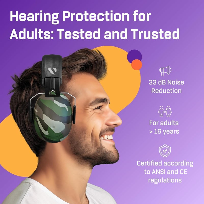 Vanderfields Hearing Protection Ear Muffs for Noise Reduction, 33dB Certified, Noise Cancelling Safety Ear Protection for Shooting, Adult Headphones for Lawn Mowing, DIY, Construction, Woodworking - Image 2