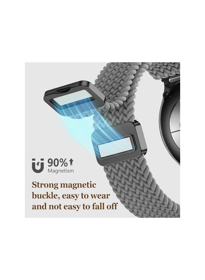 One Click Fabric Bands for Samsung Galaxy Watch 7 6 4 5 FE Band 40mm 44mm/Galaxy Watch 6 4 Classic 43mm 47mm 42mm 46mm/Watch 5 Pro 45mm,No Gap Magnetic Elastic Braided Nylon Sport Strap Men Women - Image 4