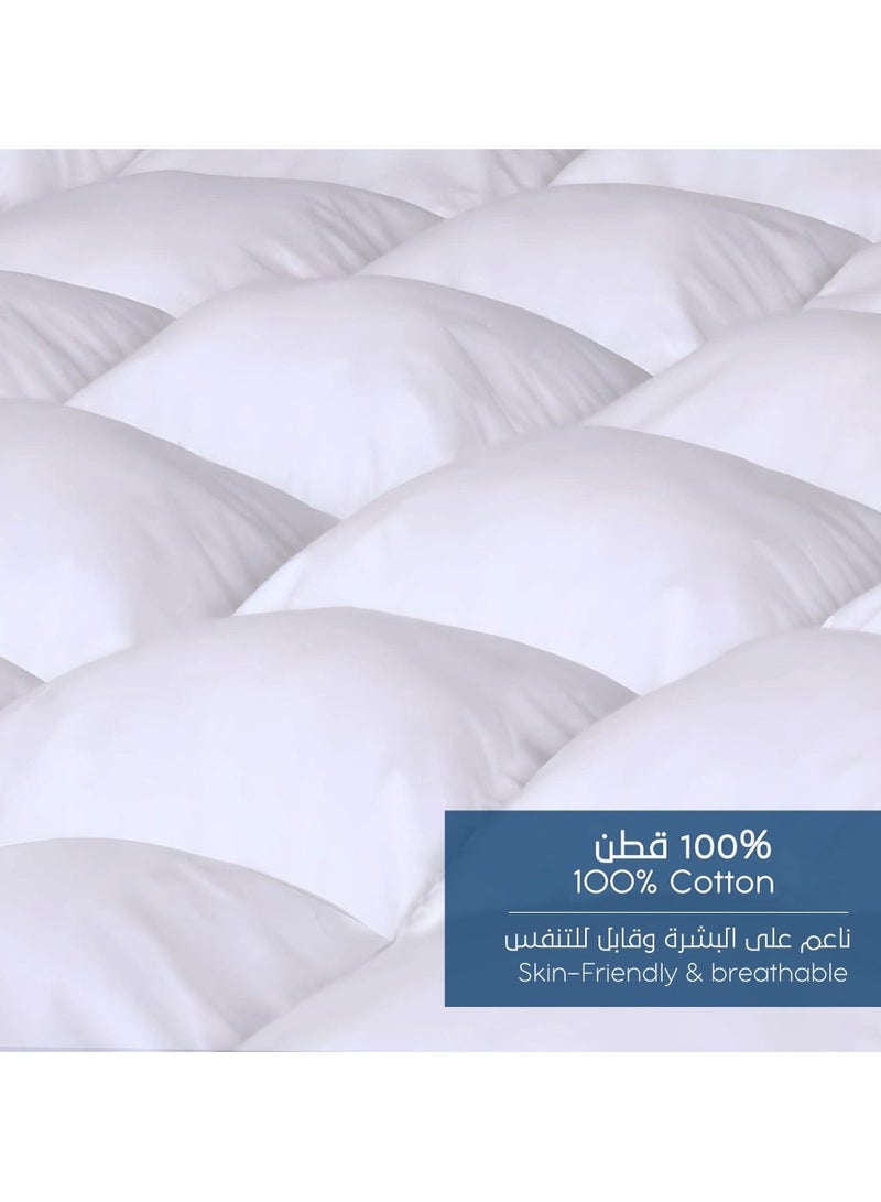Brides Hotel-style mattress topper, 100% cotton fabric, 14 cm thick, for a 180 x 200 cm bed - White - Image 1