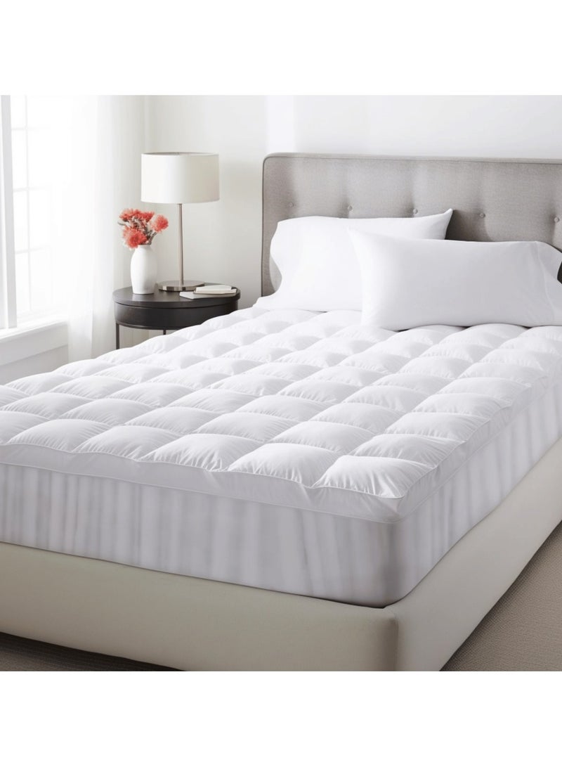 Brides Hotel-style mattress topper, 100% cotton fabric, 14 cm thick, for a 180 x 200 cm bed - White - Image 3