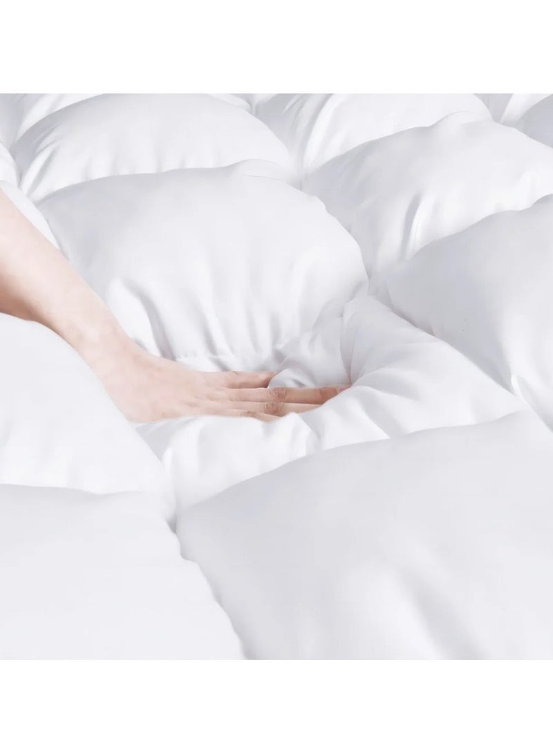 Brides Hotel-style mattress topper, 100% cotton fabric, 14 cm thick, for a 180 x 200 cm bed - White - Image 4