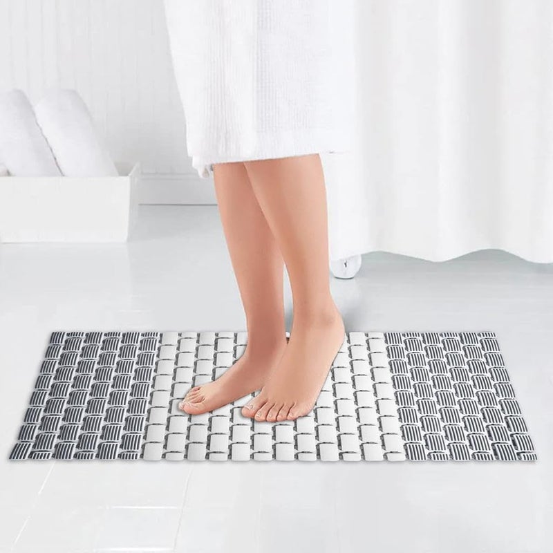 HaRvic HaRvic Shower Mat with Suction Cups and Drain Holes Non Slip AntiSkid Plastic Bath Mat of PVC Rubber Best Foot mats for Walkin Showers Mats DARK WHITE  - Image 1
