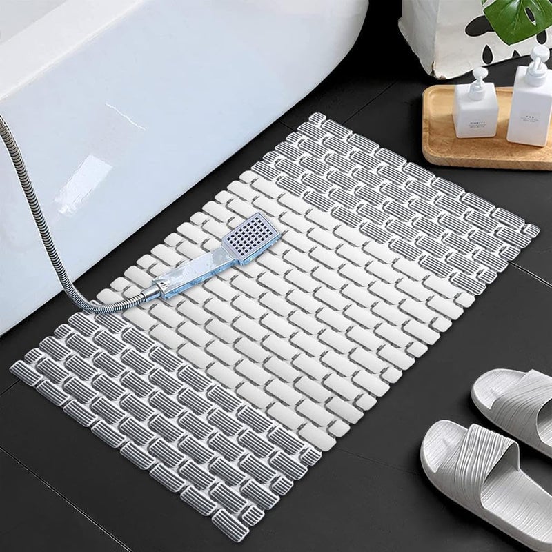 HaRvic HaRvic Shower Mat with Suction Cups and Drain Holes Non Slip AntiSkid Plastic Bath Mat of PVC Rubber Best Foot mats for Walkin Showers Mats DARK WHITE  - Image 5
