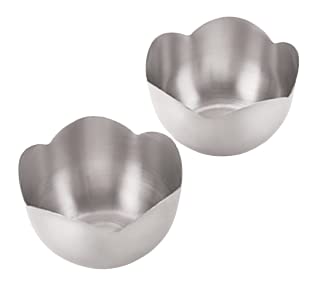 FINALITY Stainless Steel Flower Shape Serving & Desert Bowl|| ice Cream Bowl || Sabji Bowl || Dal Bowl, Color- Silver, Size -10 cm, Set of 2 Pcs - Image 1