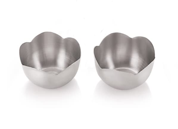 FINALITY Stainless Steel Flower Shape Serving & Desert Bowl|| ice Cream Bowl || Sabji Bowl || Dal Bowl, Color- Silver, Size -10 cm, Set of 2 Pcs - Image 2