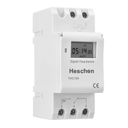 Heschen Digital LCD Power Weekly Programmable Timer Relay Switch, THC15A AC220-240V, 16Amp, SPST, 35mm DIN Rail - Image 1