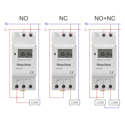 Heschen Digital LCD Power Weekly Programmable Timer Relay Switch, THC15A AC220-240V, 16Amp, SPST, 35mm DIN Rail - Image 3