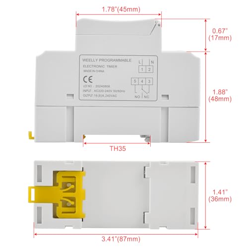 Heschen Digital LCD Power Weekly Programmable Timer Relay Switch, THC15A AC220-240V, 16Amp, SPST, 35mm DIN Rail - Image 2