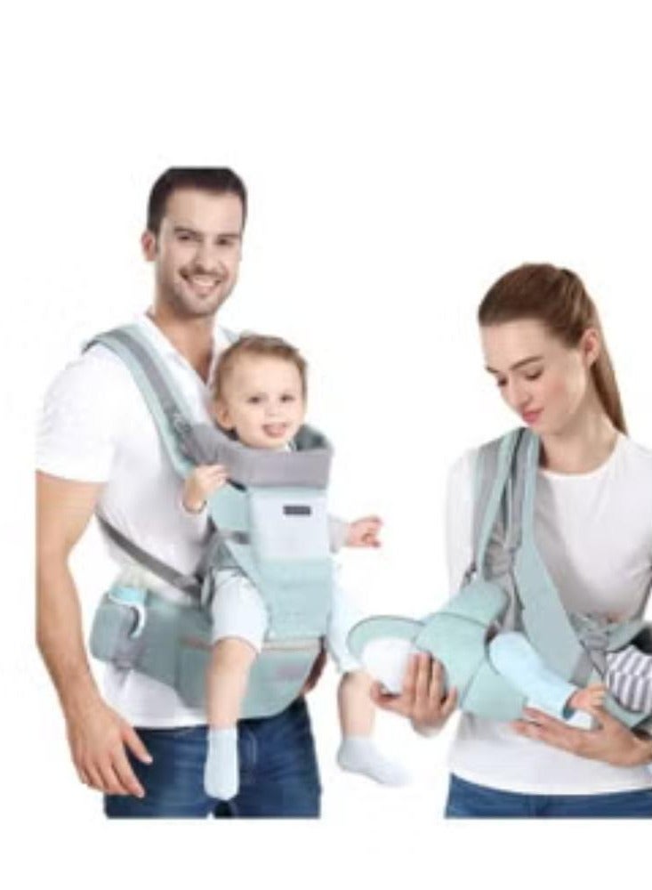 Cool Baby Multifunctional Waist Stool Hip Seat Carrier For 0-36 Months Baby - Green/Grey - Image 1
