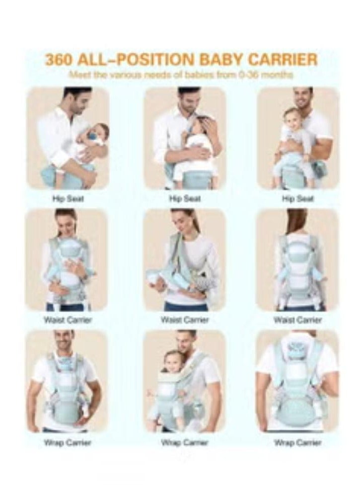 Cool Baby Multifunctional Waist Stool Hip Seat Carrier For 0-36 Months Baby - Green/Grey - Image 2