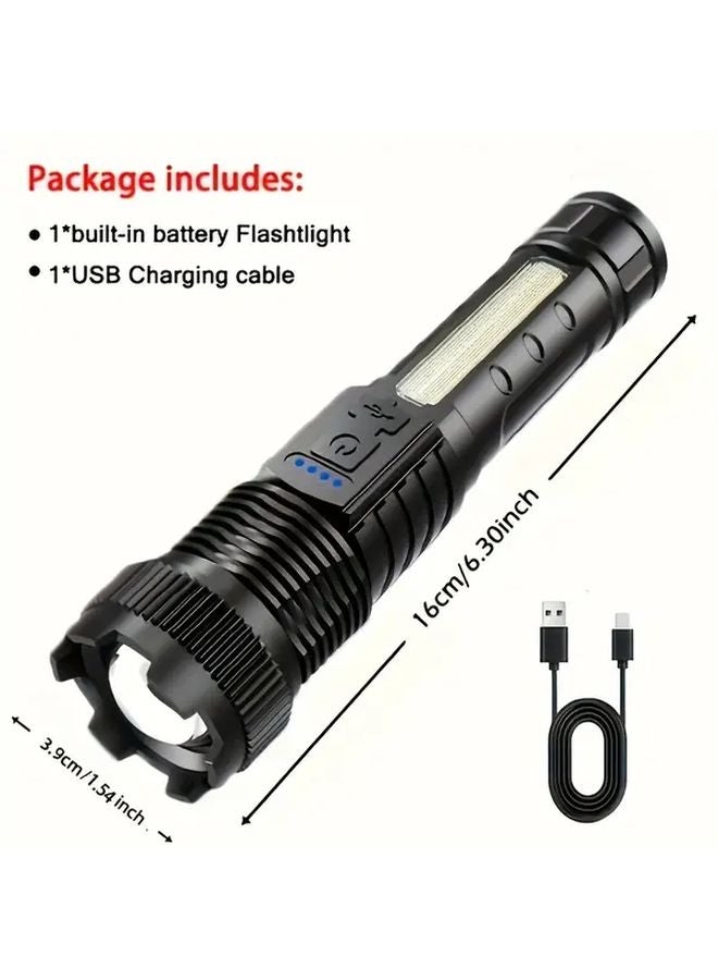 2pcs Black Dual LED Flashlights Ultra Bright 1200mAh Rechargeable Outdoor Portable - Image 4