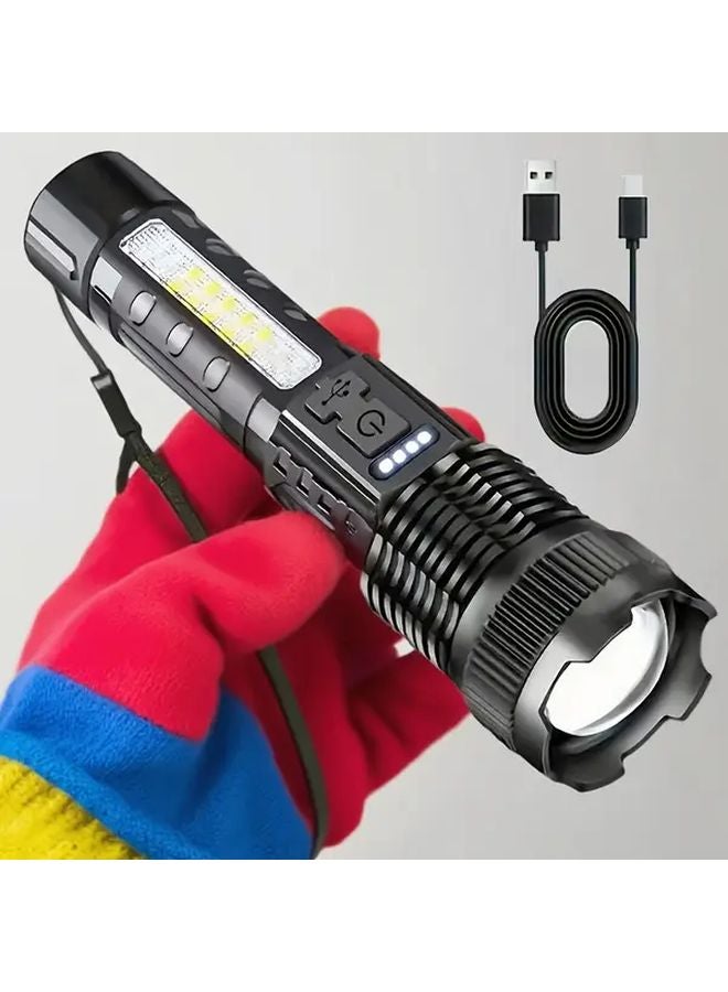 2pcs Black Dual LED Flashlights Ultra Bright 1200mAh Rechargeable Outdoor Portable - Image 2