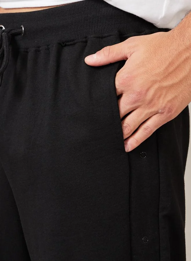 Styli Styli Oversized Straight Leg Jogger with Popper Button