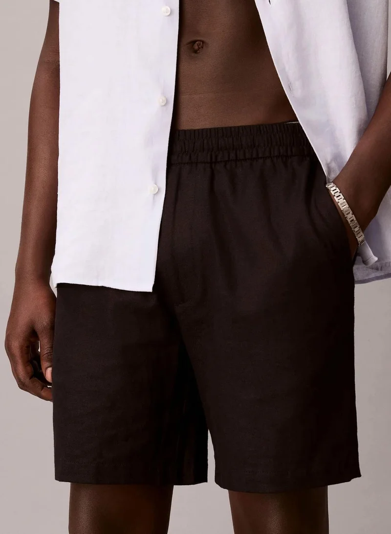 Calvin Klein Black Linen Blend Shorts for Men | Best Price UAE