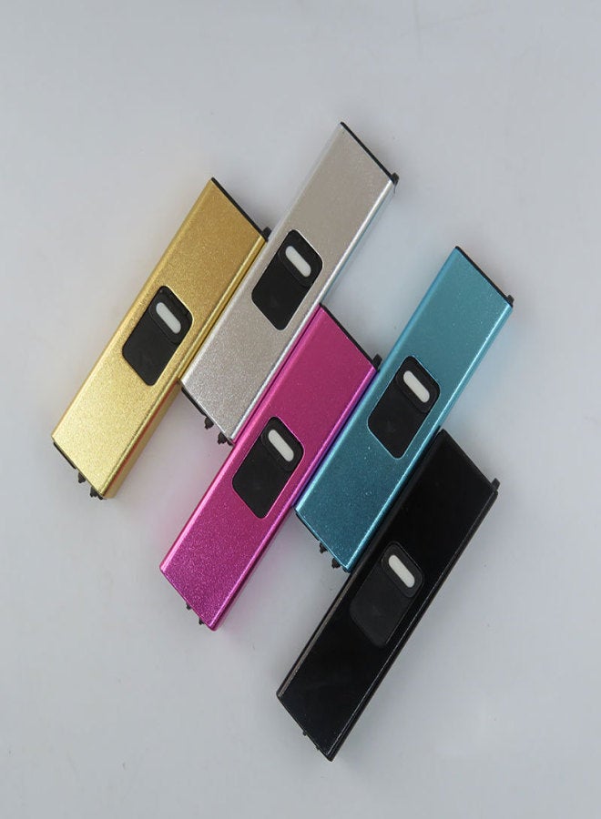 New USB Rechargeable Lighter Mini Lighter Outdoor Windproof BBQ Lighting Arc Ignition Silver - Image 3