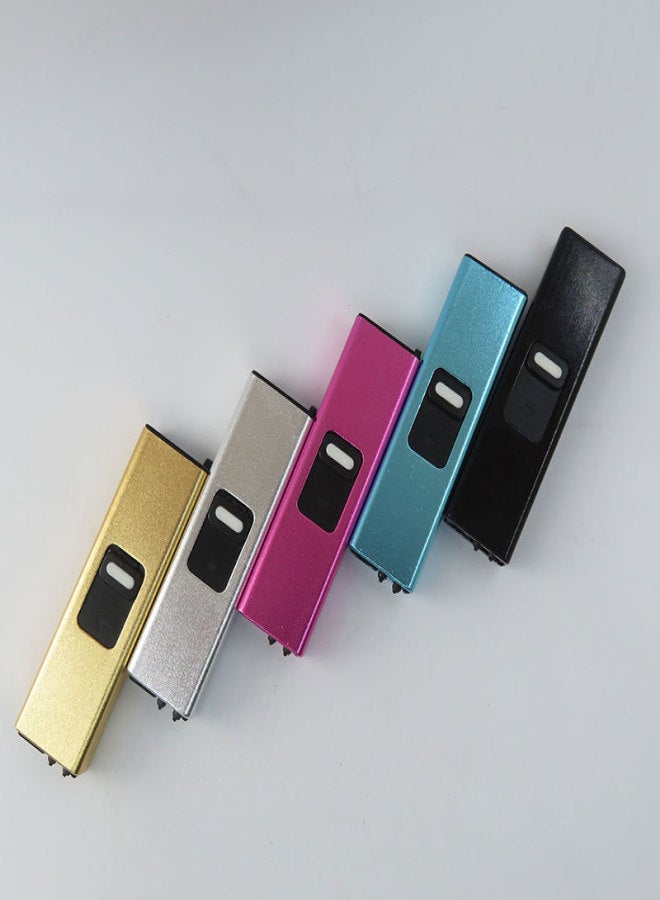 New USB Rechargeable Lighter Mini Lighter Outdoor Windproof BBQ Lighting Arc Ignition Silver - Image 2