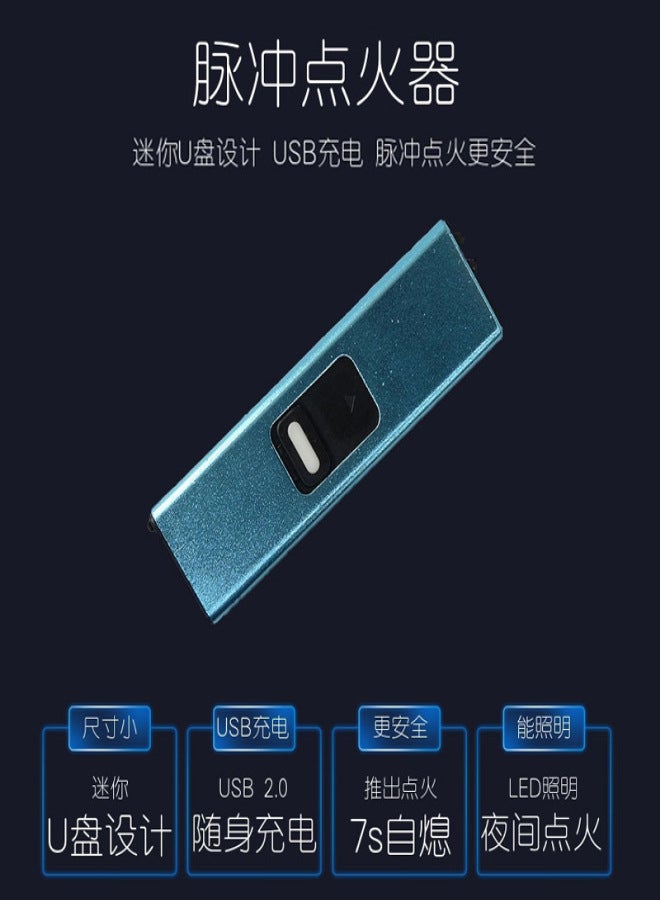 New USB Rechargeable Lighter Mini Lighter Outdoor Windproof BBQ Lighting Arc Ignition Silver - Image 4