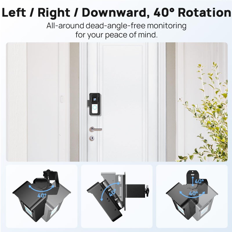 NBBX Video Doorbell Mount for Ring/Blink, NBBX 2025 Upgrade Doorbell Camera Mount with Triple-Direction Adjustment Design, No Drill Angle Holder Accessories for Home Apartment - Image 3