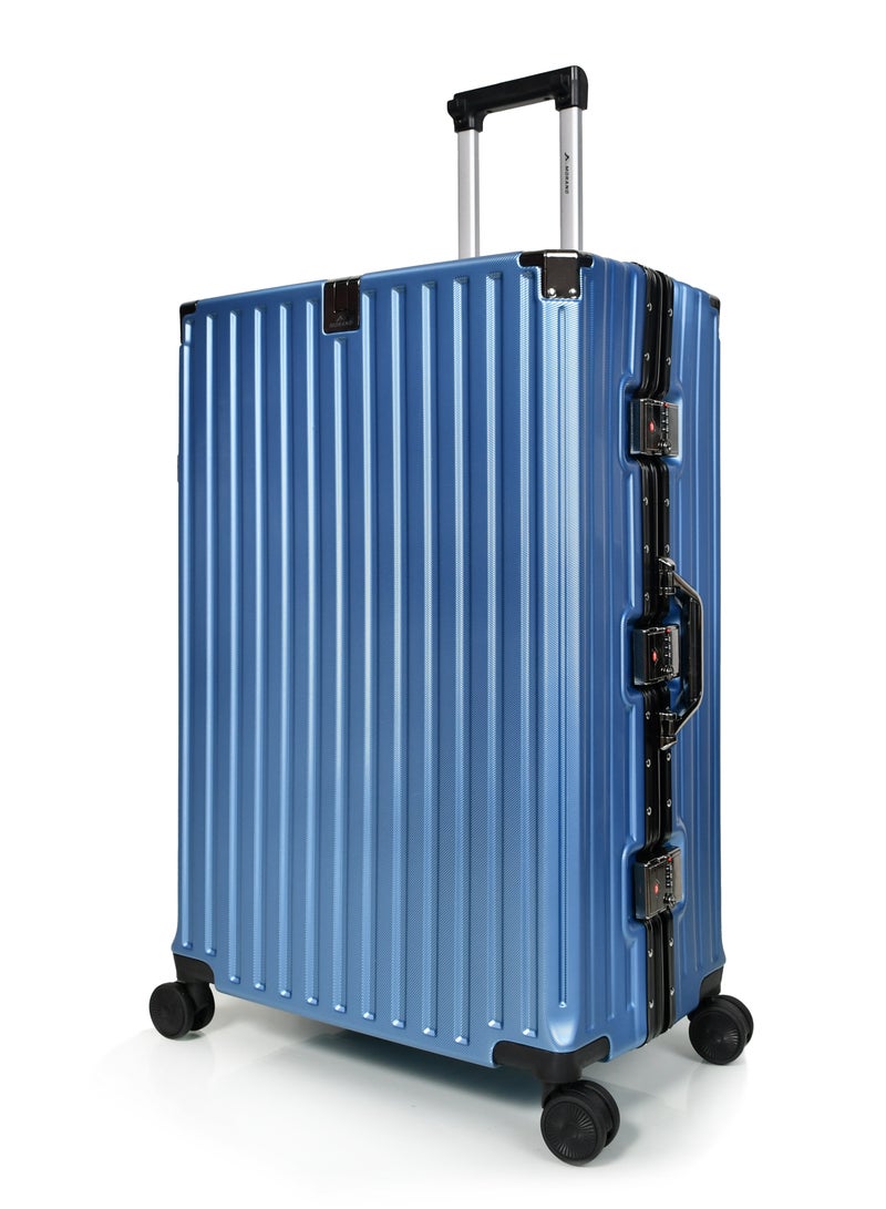 مورانو طقم شنط سفر من مورانو بإطار ألمنيوم بتصميم عصري وأنيق و قفل محكم مرقم للأمان وحامل أكواب وجوال لون أزرق غامق مقاسات: 28''-24''-20'' إنش - Image 3