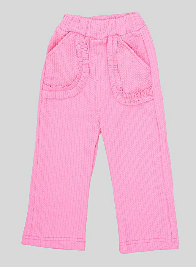 babyqlo Pink Ruffle Top And Pant Set For Girls