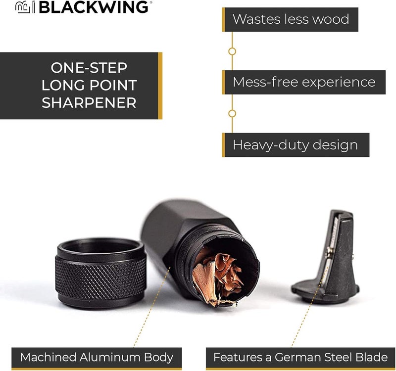 Blackwing One-Step Long Point Sharpener, German Steel Blade, Machined Aluminum, Compact Design, Black - Image 3