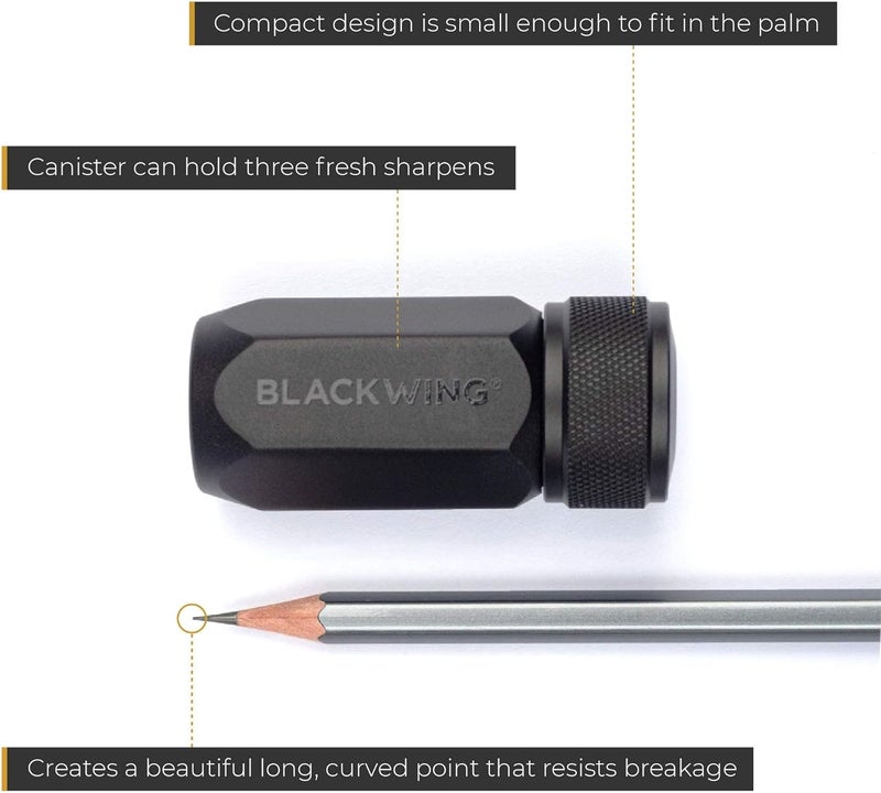 Blackwing One-Step Long Point Sharpener, German Steel Blade, Machined Aluminum, Compact Design, Black - Image 2
