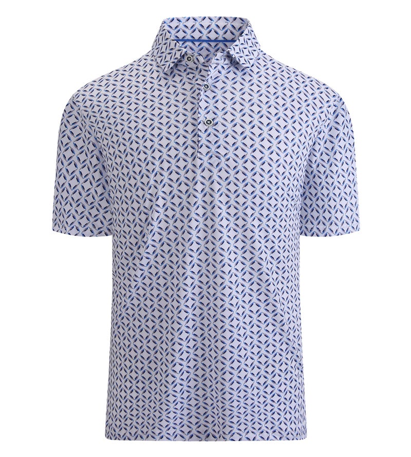 Alex Vando Mens Golf Shirt Moisture Wicking Quick-Dry Print Performance Polo Shirts for Men,Blue Square,XL - Image 1