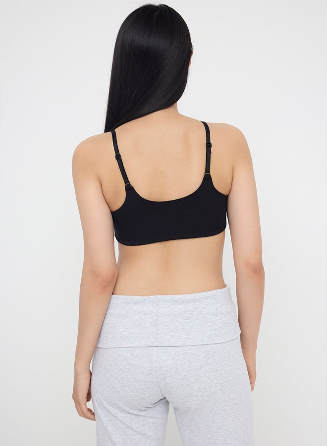 trendyol Black Soft Brushed Fabric Adjustable Strap Support/Shape Knitted Sports Bra - Image 4