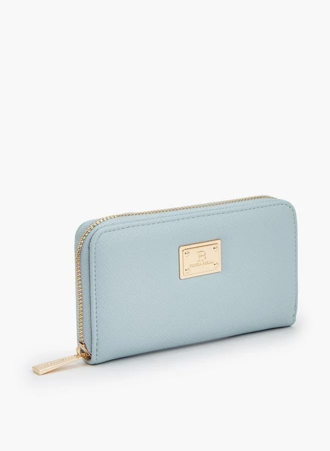 Flora Bella By Shoexpress Blue Textured Wallet With Zip Closure for Women | Best Price UAE