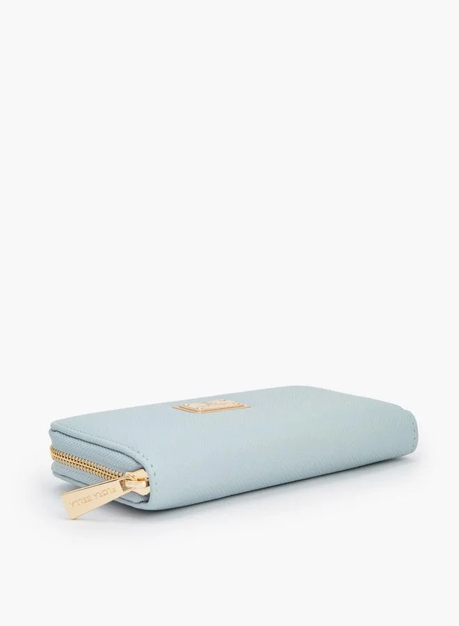 Flora Bella By Shoexpress Blue Textured Wallet With Zip Closure for Women | Best Price UAE