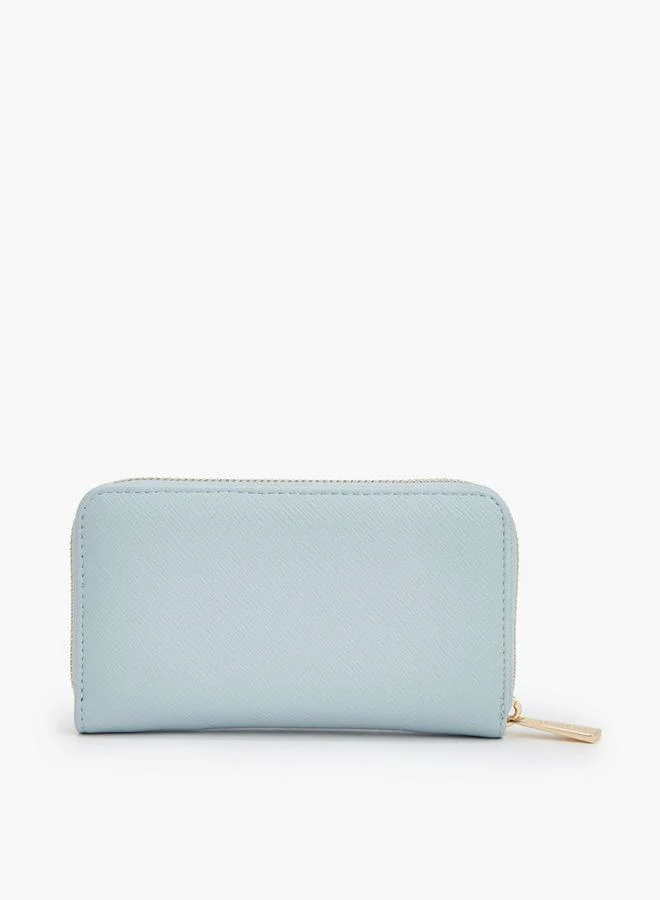 Flora Bella By Shoexpress Blue Textured Wallet With Zip Closure for Women | Best Price UAE