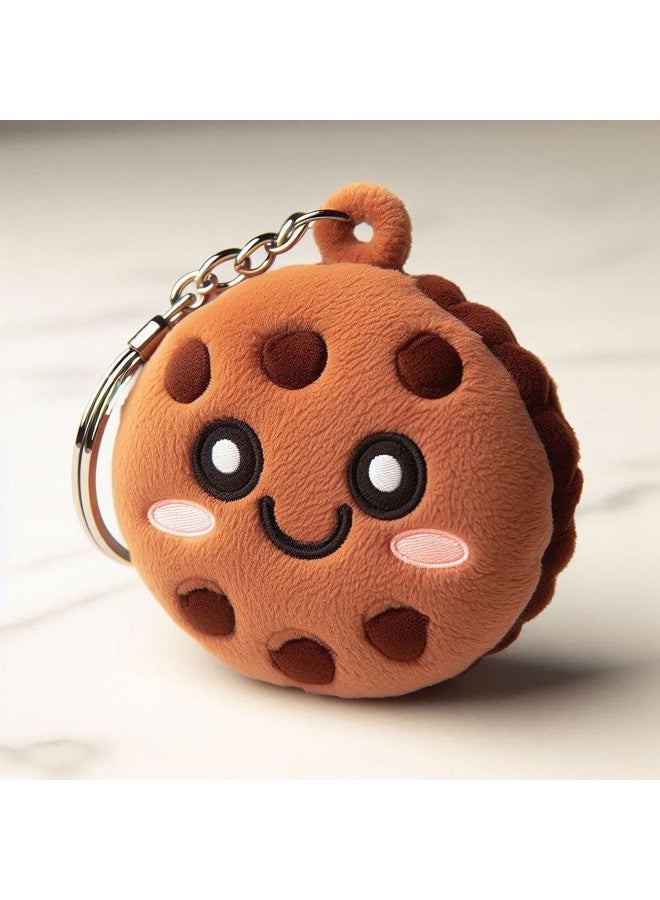 Cute Cookie Key Chain Pendant Bag Accessories Biscuit Coin Purse Pendant Plush Wholesale-Specifications:Cute Cookie Keychain-Color:Brown  - Image 4