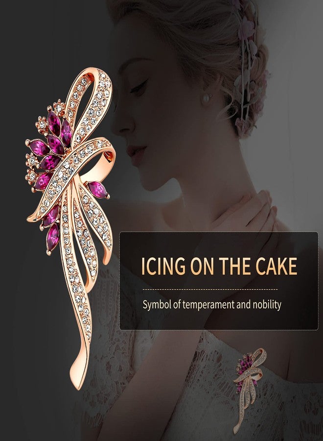 Unaone Brooches for women, Set of 2 Rhinestone brooch pins, Elegant Gold Crystal Floral Wedding Bouquet Brooch - Image 4
